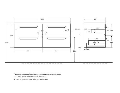 Тумба под раковину CEZARES ECO-CER-N-1200-4C-SO-2-SPF-P Sapfiro 1400x457 подвесная Тумба под раковину CEZARES ECO-CER-N-1200-4C-SO-2-SPF-P Sapfiro 1400x457 подвесная