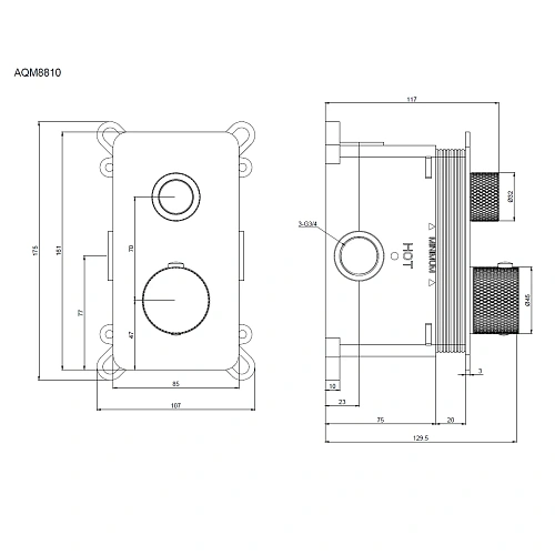 Смеситель для душа AQUAme AQM8810GM с термостатом встраиваемый, металл Смеситель для душа AQUAme AQM8810GM с термостатом встраиваемый, металл