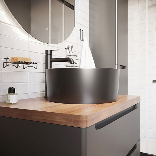 Тумба с раковиной STWORKI Берген 80 серая с темной столешницей, с раковиной на выбор 549478 Тумба с раковиной STWORKI Берген 80 серая с темной столешницей, с раковиной на выбор 549478