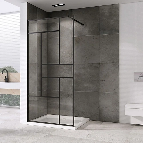 Душевая перегородка ABBER Immer Offen AG63090B 90 см универсальная, профиль черный, стекло прозрачное Душевая перегородка ABBER Immer Offen AG63090B 90 см универсальная, профиль черный, стекло прозрачное