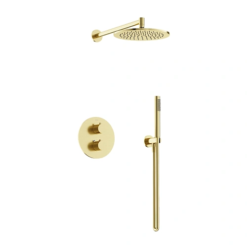 Душевая система Sancos Etna SC9010BG с термостатом, с внутренней частью, брашированное золото, PVD покрытие Душевая система Sancos Etna SC9010BG с термостатом, с внутренней частью, брашированное золото, PVD покрытие