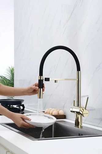 Смеситель для кухни Paulmark Gravity золото Gr213888-G Смеситель для кухни Paulmark Gravity золото Gr213888-G