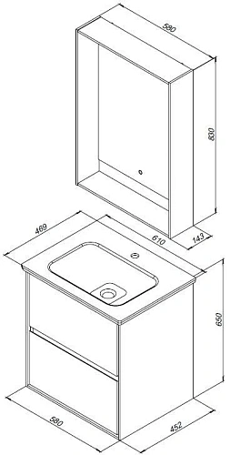 Зеркало Aquanet Милан 60 LED черный глянец 00306383 Зеркало Aquanet Милан 60 LED черный глянец 00306383