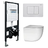 Комплект унитаза ABBER Bequem AC1132TC белый, с закрытым дном с инсталляцией AC0105 и кнопкой AC0120MW белая матовая Комплект унитаза ABBER Bequem AC1132TC белый, с закрытым дном с инсталляцией AC0105 и кнопкой AC0120MW белая матовая