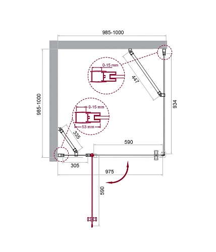 Душевой уголок BelBagno ETNA-A-12-100-C-Cr 100x100 см, профиль хром, стекло прозрачное Душевой уголок BelBagno ETNA-A-12-100-C-Cr 100x100 см, профиль хром, стекло прозрачное