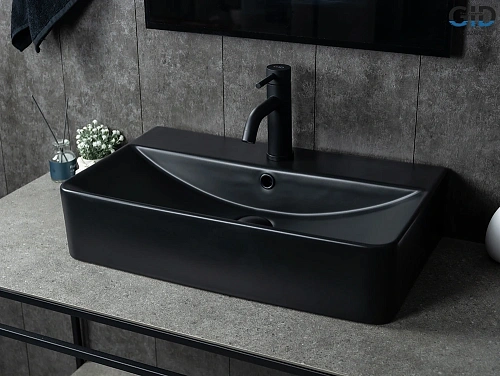 Раковина Gid Bm1344 53361 накладная черная матовая 61x35.5x14 Раковина Gid Bm1344 53361 накладная черная матовая 61x35.5x14