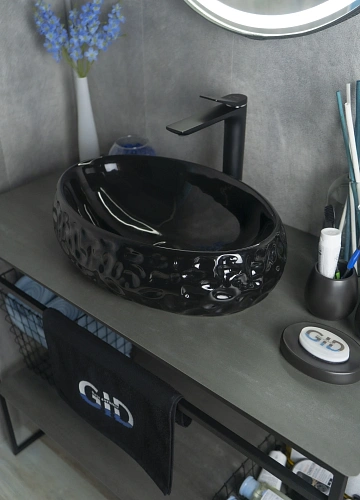 Раковина Gid 9030bf 52232 накладная черная глянцевая 48x34x15 Раковина Gid 9030bf 52232 накладная черная глянцевая 48x34x15