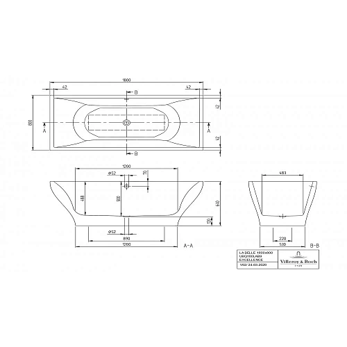 Ванна квариловая Villeroy & Boch La Belle 180 x 80 см UBQ180LAB9T1V-01 Ванна квариловая Villeroy & Boch La Belle 180 x 80 см UBQ180LAB9T1V-01