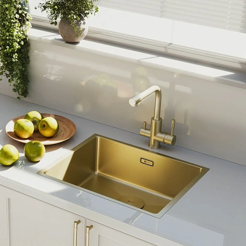 Кухонная мойка Lemark OLANGA 540 из нержавеющей стали, светлое золото 9938126 Кухонная мойка Lemark OLANGA 540 из нержавеющей стали, светлое золото 9938126