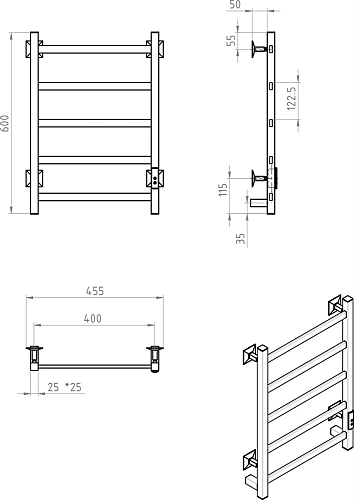 Полотенцесушитель электрический EWRIKA Пенелопа КВ7 60х40, белый 538322 Полотенцесушитель электрический EWRIKA Пенелопа КВ7 60х40, белый 538322