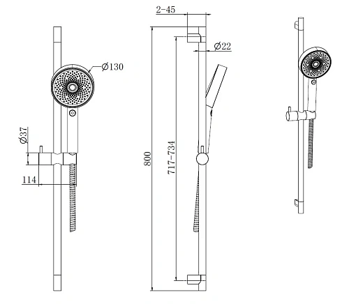 Душевой гарнитур Allen Brau Eclipse 5.E1008-MG графит браш Душевой гарнитур Allen Brau Eclipse 5.E1008-MG графит браш