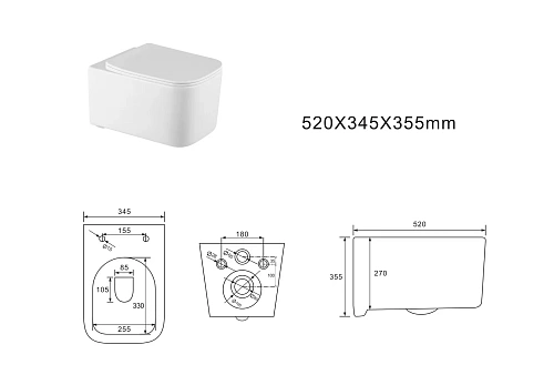 Унитаз подвесной Aquatek КВАДРО AQ1515T-00 с сиденьем микролифт, белый Унитаз подвесной Aquatek КВАДРО AQ1515T-00 с сиденьем микролифт, белый