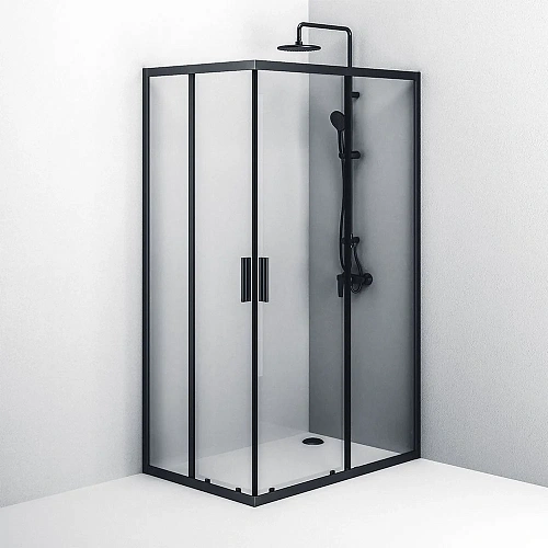 Душевой уголок AM.PM Gem S W93G-404-120280-BT S Twin Slide 120x80, профиль черный матовый, стекло прозрачное Душевой уголок AM.PM Gem S W93G-404-120280-BT S Twin Slide 120x80, профиль черный матовый, стекло прозрачное
