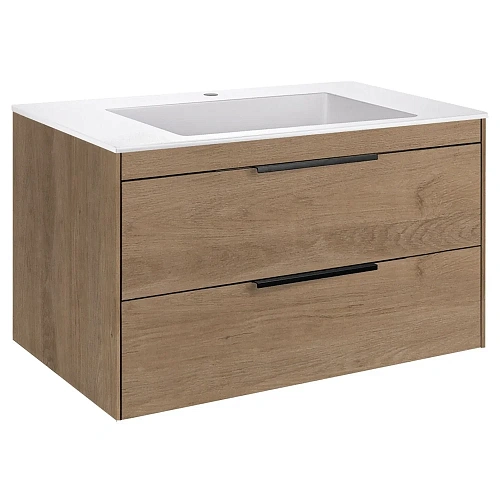 Тумба под раковину Vincea Chiara 2D 800 подвесная, 2 выкатных ящика soft-close, N.Oak VMC-2C2800NO Тумба под раковину Vincea Chiara 2D 800 подвесная, 2 выкатных ящика soft-close, N.Oak VMC-2C2800NO