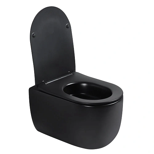 Унитаз подвесной ABBER Bequem AC1104TMB черный матовый, безободковый, смыв торнадо Унитаз подвесной ABBER Bequem AC1104TMB черный матовый, безободковый, смыв торнадо