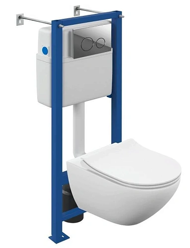 Комплект унитаза Cersanit STREET FUSION (A64578) инсталляции VECTOR и клавиши смыва TWINS пластик хром глянец 64578 Комплект унитаза Cersanit STREET FUSION (A64578) инсталляции VECTOR и клавиши смыва TWINS пластик хром глянец 64578