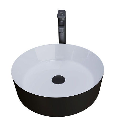 Раковина GROSSMAN Color GR-4040BW (360x360x115) черная белая внутри Раковина GROSSMAN Color GR-4040BW (360x360x115) черная белая внутри