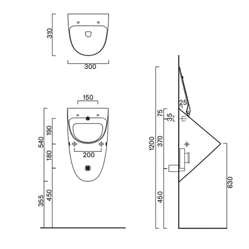 Писсуар Catalano Comfort 0932540001 54x30, белый глянцевый Писсуар Catalano Comfort 0932540001 54x30, белый глянцевый