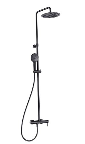 Душевая система AQUAme AQM8011MB со смесителем и изливом, лейка 3 режима 1100-1500мм, черный матовый Душевая система AQUAme AQM8011MB со смесителем и изливом, лейка 3 режима 1100-1500мм, черный матовый