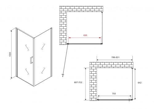 Душевой уголок ABBER Sonnenstrand AG04080B-S70B 80x70 см универсальный, профиль черный, стекло прозрачное Душевой уголок ABBER Sonnenstrand AG04080B-S70B 80x70 см универсальный, профиль черный, стекло прозрачное