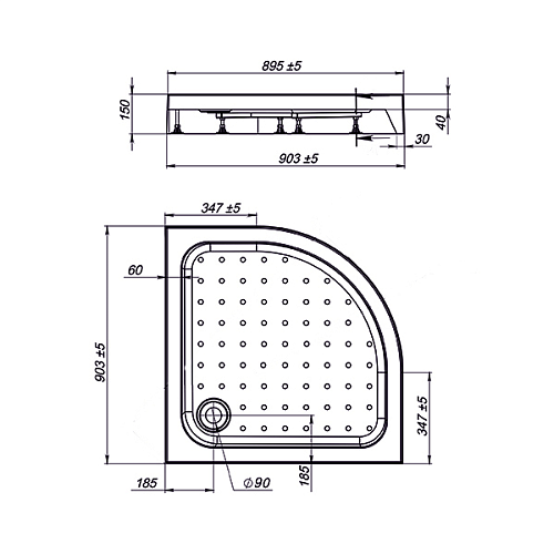 Душевой поддон Vincea VST-3AQ-9090, 900x900x150 Душевой поддон Vincea VST-3AQ-9090, 900x900x150