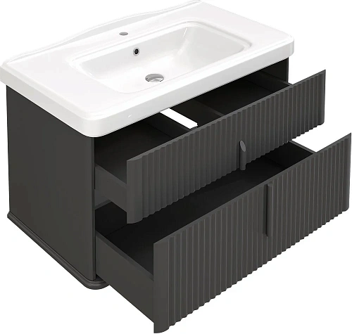 Тумба с раковиной STWORKI Молде 95 антрацит, с сифоном 579360 Тумба с раковиной STWORKI Молде 95 антрацит, с сифоном 579360