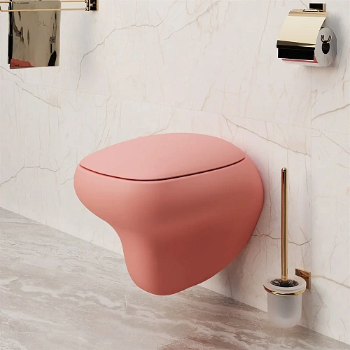 Унитаз подвесной Diamond 123T20901R (530x405x375) розовый матовый безободковый с толстой крышкой 123T20901R-122T20901 Унитаз подвесной Diamond 123T20901R (530x405x375) розовый матовый безободковый с толстой крышкой 123T20901R-122T20901