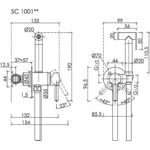 Гигиенический душ Sancos Start SC1001MB черный матовый Гигиенический душ Sancos Start SC1001MB черный матовый