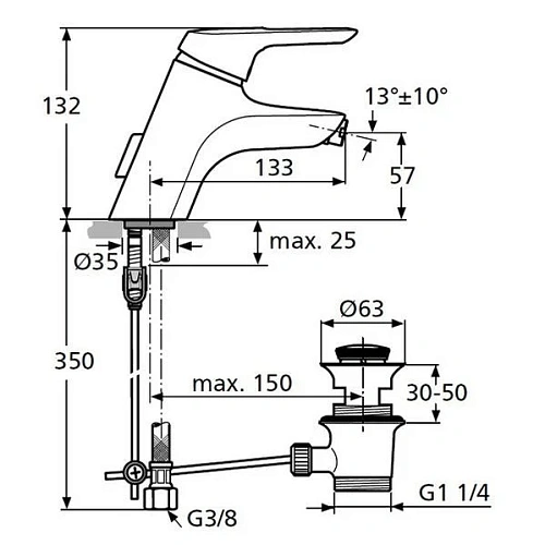 Смеситель для биде Ideal Standard CERAMIX BLUE A5655AA Смеситель для биде Ideal Standard CERAMIX BLUE A5655AA