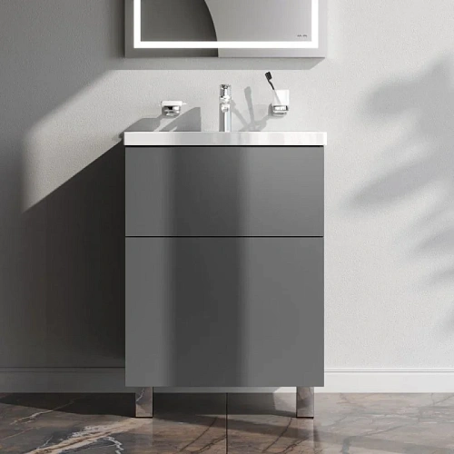 Тумба под раковину напольная AM.PM Gem M90FSX06022GM32 напольная, 60 см push-to-open, графит матовый Тумба под раковину напольная AM.PM Gem M90FSX06022GM32 напольная, 60 см push-to-open, графит матовый