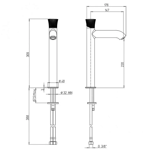 Смеситель для раковины Paini Domus 18CR205PZLL без донного клапана высокий, хром Смеситель для раковины Paini Domus 18CR205PZLL без донного клапана высокий, хром