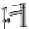 Картинка анонса товара «смеситель для раковины timo saona 2360/18g с гигиеническим душем черное золото»