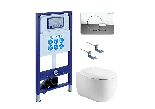 Комплект унитаза SET Aquatek АЛЬТАИР cm-067 4в1 с инсталляцией, креплением, клавишей смыва и сиденьем микролифт Комплект унитаза SET Aquatek АЛЬТАИР cm-067 4в1 с инсталляцией, креплением, клавишей смыва и сиденьем микролифт