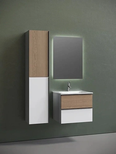 Тумба под раковину Sancos Delta DL60W 590х445х500 дуб светлый/белый, подвесная Тумба под раковину Sancos Delta DL60W 590х445х500 дуб светлый/белый, подвесная