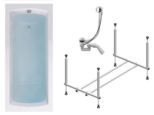 Акриловая ванна Timo RITTA1670 160x70x63 с каркасом и слив-переливом Акриловая ванна Timo RITTA1670 160x70x63 с каркасом и слив-переливом