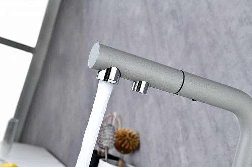 Смеситель для кухни Paulmark SERPENTINE серый дым Se213222-GRS Смеситель для кухни Paulmark SERPENTINE серый дым Se213222-GRS