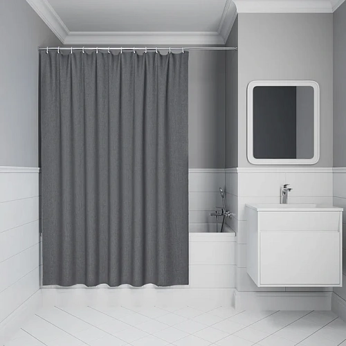 Штора для ванны IDDIS (DL03P18i11) 200х180 см, полиэстер серый Штора для ванны IDDIS (DL03P18i11) 200х180 см, полиэстер серый