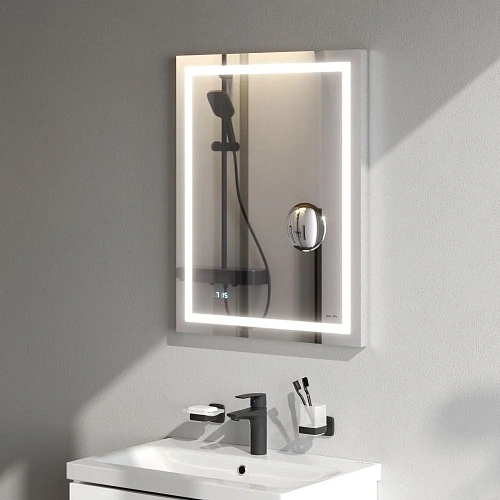 Зеркало AM.PM Gem M91AMOX0553WG с LED-подсветкой, часами 55 см Зеркало AM.PM Gem M91AMOX0553WG с LED-подсветкой, часами 55 см