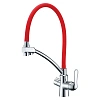 Смеситель для кухни Lemark Comfort LM3070C-Red с подключением к фильтру, хром/красный