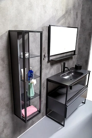 Шкаф-пенал Armadi Art LOFT высокий антрацит, полки стекло 896-A Шкаф-пенал Armadi Art LOFT высокий антрацит, полки стекло 896-A