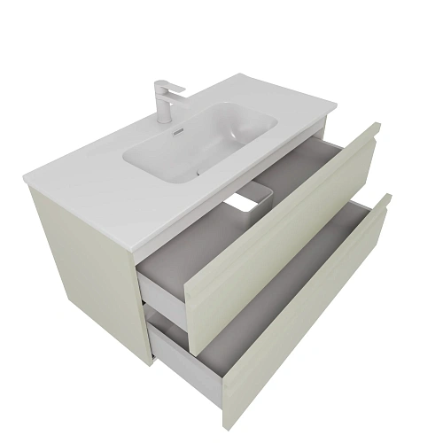 Тумба с раковиной Aquatek ВЕГА 100см AQ77100-GS шалфей зеленый, подвесная Тумба с раковиной Aquatek ВЕГА 100см AQ77100-GS шалфей зеленый, подвесная