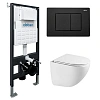Комплект унитаза ABBER Bequem AC1131TC белый, с закрытым дном с инсталляцией AC0105 и кнопкой AC0120MB черный матовый