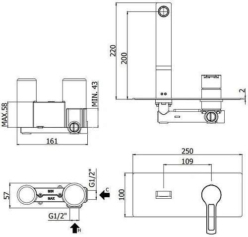 Смеситель для раковины Paffoni Ringo RIN105CR (с внутренней частью) Смеситель для раковины Paffoni Ringo RIN105CR (с внутренней частью)