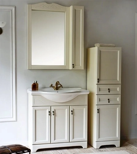 Зеркальный шкаф Orange Классик F7-85ZS3 с подсветкой, молочный белый Зеркальный шкаф Orange Классик F7-85ZS3 с подсветкой, молочный белый