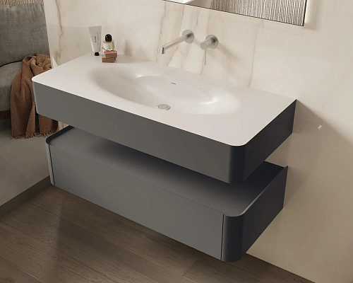 Тумба под раковину Vincea Caprise 1200 VMC-4CA120MG подвесная, серый матовый Тумба под раковину Vincea Caprise 1200 VMC-4CA120MG подвесная, серый матовый