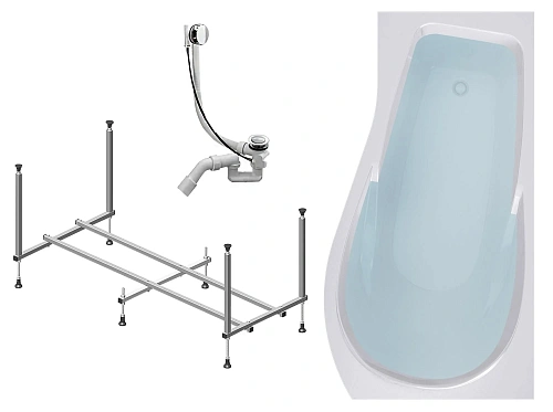 Акриловая ванна Timo VINO1590R 150x90x66 с каркасом и слив-переливом Акриловая ванна Timo VINO1590R 150x90x66 с каркасом и слив-переливом