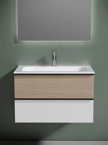 Тумба под раковину Sancos Delta DL80W 790х445х500 дуб светлый/белый, подвесная Тумба под раковину Sancos Delta DL80W 790х445х500 дуб светлый/белый, подвесная