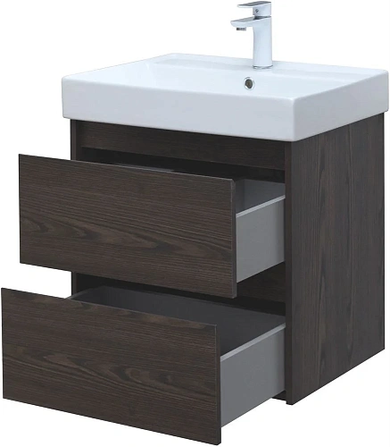 Тумба под раковину Aquanet Nova Lite 60 дуб черный (2 ящика) 00287894 Тумба под раковину Aquanet Nova Lite 60 дуб черный (2 ящика) 00287894