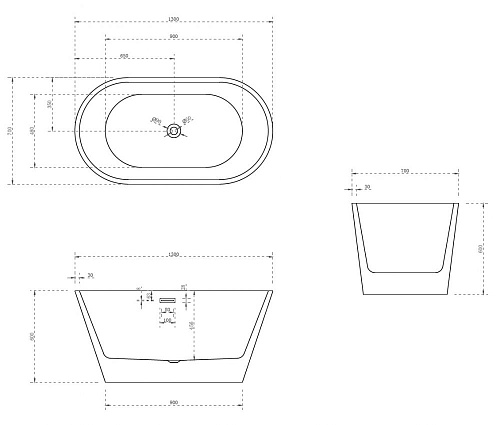Ванна отдельностоящая ABBER AB9203-1.3 130x70 универсальная, белая акриловая Ванна отдельностоящая ABBER AB9203-1.3 130x70 универсальная, белая акриловая