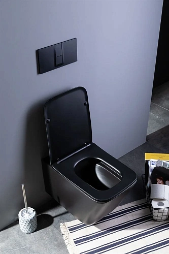 Унитаз подвесной Aquanet Rimless Tavr-W BL-103N-WHT black черный матовый TAVR-W BW с сиденьем Унитаз подвесной Aquanet Rimless Tavr-W BL-103N-WHT black черный матовый TAVR-W BW с сиденьем